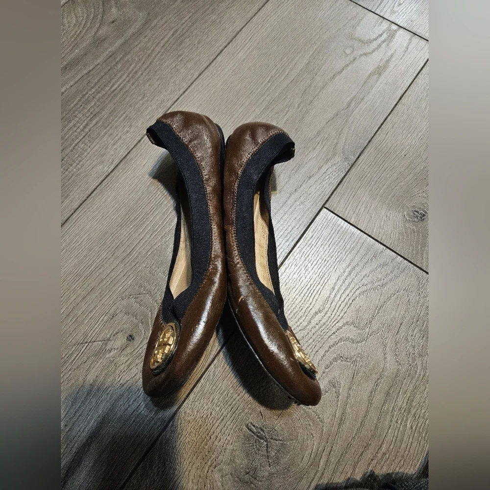 Tory Burch Brown Leather Ballet Flats